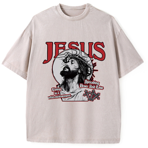 เสื้อยืดโอเวอร์ไซส์ผ้าฝ้ายออร์แกนิคแบบวินเทจ พิมพ์ลายกราฟิกพระเยซู แฟชั่นสตรีทแวร์ฤดูร้อน เนื้อผ้าหนา - Product Image 3