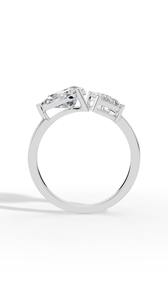 Anillo floral abierto con diamante de laboratorio talla pera, oro de 10K, venta al por mayor, fabricante y proveedor de joyería fina OEM - Product Image 4