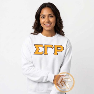 Sudadera Blanca de Algodón para Mujer, Cuello Redondo, Manga Larga, Bordado con Letras y Logotipo Frontal, Corte Regular, para Otoño, de Sigma Gamma Rho - Product Image 2