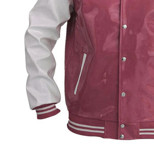 แจ็คเก็ตวาร์ซิตี้หนัง PVC สไตล์วินเทจสำหรับทุกเพศ แบบเรโทร คลาสสิค คอตั้ง คุณภาพสูง - Product Image 5