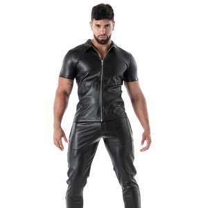 Chaqueta de Cuero Negra para Hombre, Estilo Segunda Piel de Látex, Ajustada, Formal, Antibacteriana, Impermeable, Elástica, para Fiestas y Clubes - Product Image 2