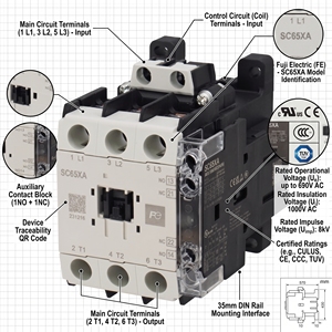 Contacteur AC Fuji SC65XA 3P 65A, démarreur magnétique de moteur, contacteur à bobine 220V 110V 380V - Product Image 2