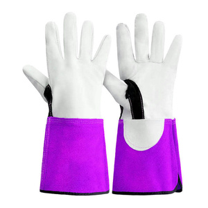 Gants de soudage TIG en cuir de vachette grainé et croûte de cuir renforcés, résistants aux flammes, pour usage intensif, pour barbecue - Product Image 4