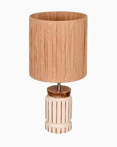 Lampe de table moderne en céramique blanche avec abat-jour en tissu plissé, éclairage décoratif pour salon et chambre à coucher - Product Image 4