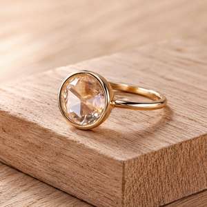 Bague de fiançailles solitaire en diamant de laboratoire certifié IGI, taille ronde rose, monture couronne en or massif 10K/14K/18K, pureté E VVS - Product Image 2