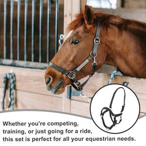 Black Woven Horse Halter With Adjustable Straps And Metal Buckles For Equestrian Riding Halters - Product Image 6