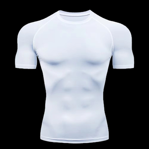 <b>Men</b> Rash Guard Solid Color Short Sleeved T <b>shirt</b> Compressed Quick Drying Breathable Training <b>Compression</b> Feel Rough Waves Guard - Product Image 2
