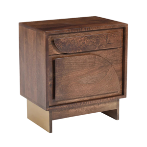 Mesa de Noche de Madera Maciza con Cajón, Armario con Puerta para Almacenamiento, Mesita de Noche Moderna para Dormitorio, Hotel y Uso Doméstico - Product Image 3