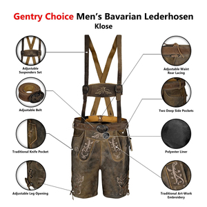 Vente en gros - Costume bavarois allemand pour homme, style streetwear, short en cuir brodé, plusieurs couleurs - Product Image 1