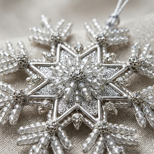 Ornement de Noël flocon de neige en perles de cristal, élégante décoration suspendue pour sapin de Noël avec strass - Product Image 5