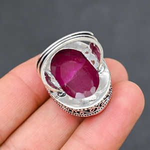 Magnifique bague en argent sterling 925 massif avec pierre précieuse rubis rouge, tendance et moderne, faite à la main, vente en gros directe usine - Product Image 3