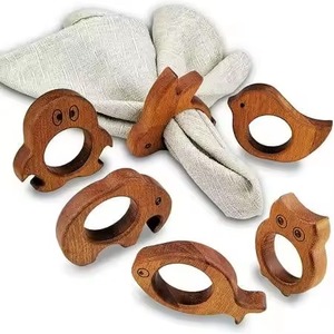 Ensemble d'anneaux de serviette en bois de qualité supérieure, porte-serviettes élégant pour table à manger, banquet de mariage, restaurant, hôtel, décoration de la maison - Product Image 3