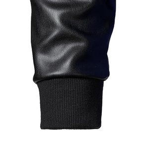 Blouson universitaire en cuir pleine fleur pour homme avec manches en laine, boutons-pression, style baseball, luxe, hiver, manteau tendance - Product Image 6