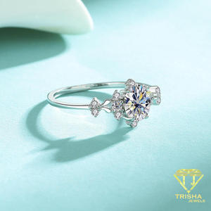 Round Cut Moissanite Engagement <b>Ring</b> <b>925</b> Sterling <b>Silver</b> Elegant Floral Inspired Bridal Jewelry Gift For Women Luxury Design - Product Image 2