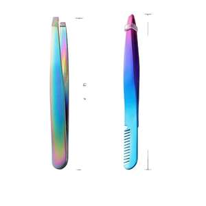 Pinzas para Cejas con Peine de Doble Uso, Cepillo de Acero Inoxidable, Punta Curva, Ligero, Reutilizable, Puntas de Fibra, Agarre Perfecto, Alta Calidad - Product Image 1