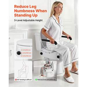 Asiento Elevador de Inodoro Acolchado con 3 Niveles de Altura Ajustable, Capacidad de Carga de 300 Libras, Amplio, Equipo de Seguridad para Baño - Product Image 2