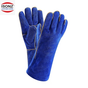 Gants de soudage résistants à la chaleur en cuir de vachette pleine fleur à manchette longue, gants de travail de sécurité pour soudeurs - Product Image 1