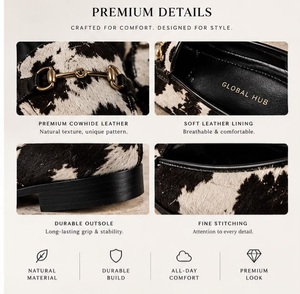 GLOBAL HUB Mocassins en cuir de vachette à bout rond, imprimé animal, en cuir véritable, chaussures habillées pour hommes, toutes saisons, semelle extérieure en caoutchouc - Product Image 2