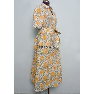 Elegante Vestido Midi Casual de Verano para Mujer, Estilo Boho, Vintage, Floral, de Algodón, con Mangas Cortas y Cintura Natural - Product Image 5