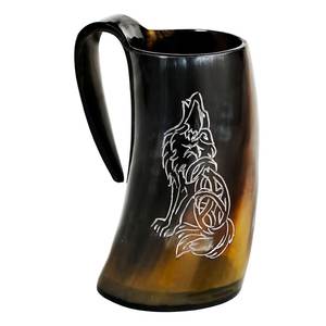 Wolf Engraved <b>Glass</b> Mug With Handle Vintage Design Beer Cup Party Drinkware - Product Image 1