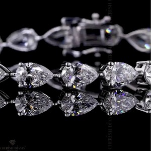 Pulsera de Diamantes de Corte Pera Cultivados en Laboratorio de Lujo, Oro Blanco de 18K, 12.43 CT, para Mujer, Proveedor Indio - Product Image 4