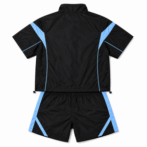 Conjunto de Pantalones Cortos y Chaqueta Cortavientos Ligera Personalizada para Hombre 2026, con Cierre Completo, Cuello Alto, Bloques de Color, Dos Piezas, Estilo Urbano, Secado Rápido - Product Image 2