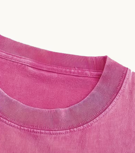 T-shirt Homme Oversize Rose Uni 100% Coton Manches Courtes Col Rond Décontracté Vintage Délavé 320g Jersey - Product Image 3