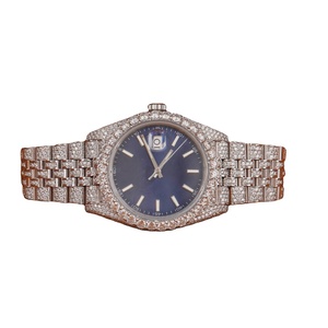 Montre à quartz classique de luxe la plus vendue avec lunette en acier inoxydable visage bleu testeur de diamant laboratoire créé Moissanite unisexe - Product Image 1