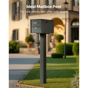 Support de Boîte aux Lettres Robuste en Métal 43 x 4 x 4 Pouces à Fixation au Sol avec Plaque Universelle en Acier et Verrouillage à Clé - Product Image 2