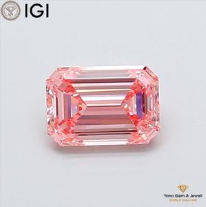Diamant de laboratoire cultivé CVD de 1,50 carat, couleur rose vif fantaisie, clarté VS1, forme émeraude, certifié IGI, pour pendentif exclusif - Product Image 1