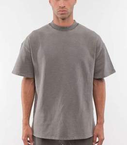 เสื้อยืดผู้ชายคุณภาพสูง ผ้าฝ้าย 100% เนื้อหนา ตัดเย็บตามสั่ง ทรงหลวมไหล่ตก สีขาว พร้อมโลโก้ - Product Image 3