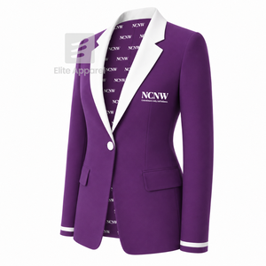 Blazer personnalisé du conseil NCNW avec logo brodé violet et blanc, doublure en polyester avec logo répété imprimé pour femme - Product Image 2