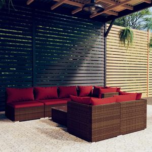 Set da giardino marrone con cuscini rosso cannella - Product Image 1