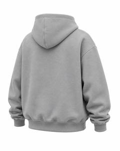 Sudadera con Capucha Extra Grande para Hombre, Gris Sólido, 100% Algodón, Felpa Francesa, Informal, con Bolsillo Delantero, Corte Regular, ODM - Product Image 2