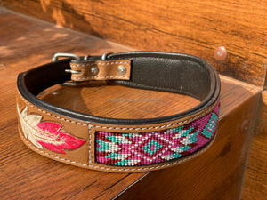 Achat en gros en gros de luxe usiné à la main en cuir véritable perle confortable collier de chien en cuir de vachette multi-usages rembourré collier de chien - Product Image 4