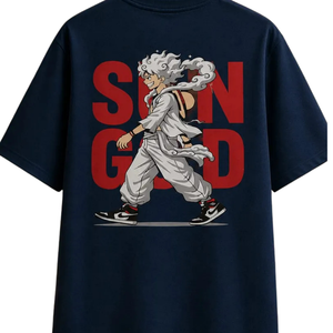 T-shirt graphique oversize pour homme, col rond, manches courtes, imprimé anime au dos, coupe ample, streetwear décontracté, vêtement de mode personnalisé - Product Image 2