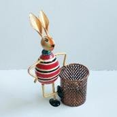 Premium Quality India Easter Rabbit Pen Stand Eco-friendly Iron <b>Study</b> Table Academic Reading Setups Utility Item Stationery - Product Image 5