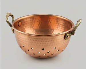 Elegant Copper Colander Strainer With Hammered Finish And Brass Handles Durable Metal Design For <b>Kitchen</b> Use - Product Image 5