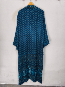 Ankle Length Silk Robe Multi Color Robe Night Wear Robe Indian Vintage Recycled Silk Sari <b>Kimono</b>, - Product Image 6