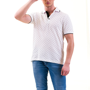 Chemise à manches courtes en tricot à pois blancs pour homme, polyester/coton, respirante, décontractée, sportswear, golf, coupe classique - Product Image 1