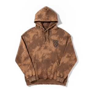 Oversized <b>Brown</b> <b>Tie</b>-Dye Cotton Hoodie Men Casual French Terry Pullover Sweatshirt with Front Pocket Winter Wear Fit - Product Image 1