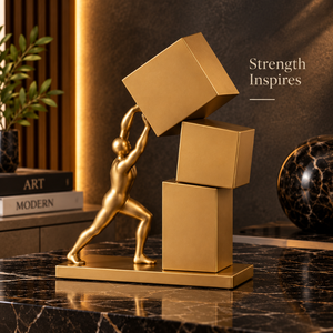 Sculpture Humaine Abstraite Moderne en Or, Figurine Géométrique en Blocs, Artisanat, Statue de Table d'Anniversaire, Décoration Intérieure |   Design artistique - Product Image 4