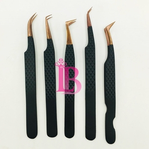 Very Famous Set Of Eyelash Extension Tweezers Japanese Stainless Steel Black Plasma Anti Slip Lash Tweezers Best Price Offer - Product Image 4