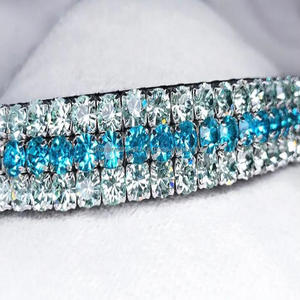 De equina 100% caballo de cuero genuino frente banda con 5 fila strass cristales de diamante herradura caballo frente banda - Product Image 6