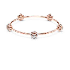 BLOSSOM CHARM LAB GROWN DIAMOND STIFF KADA BRACELET <b>SET</b> IN 18KT ROSE <b>GOLD</b> WEDDING ENGAGEMENT GLAM EVENT DAILY USE FOR WOMEN - Product Image 4