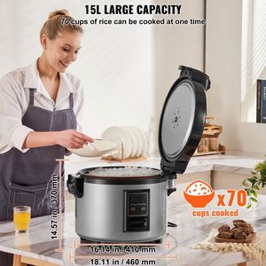 Cuociriso Commerciale da 70 Tazze con Pentola Interna Antiaderente da 15,85 Qt/15 Litri, Cuociriso a Cottura Rapida e Scaldavivande per Cottura su Larga Scala - Product Image 3