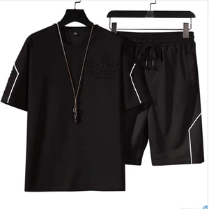 Nouvel ensemble d'été pour homme : T-shirt à manches courtes et short, ensemble de survêtement uni respirant, vêtements de marque pour homme, 2 pièces - Product Image 1