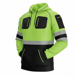 Veste d'hiver réfléchissante haute visibilité pour homme, veste à capuche, vêtements de travail de construction, veste de sécurité avec poches zippées imperméables - Product Image 3