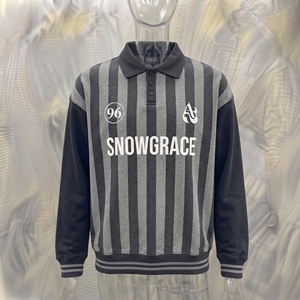 Camiseta de Béisbol a Rayas de Manga Larga Campion Snowgrace con Logotipo Bordado y Pedrería, Cuello Camisero, Corte Regular, Ropa para Adultos - Product Image 3