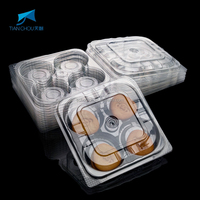 Emballage en blister PET de qualité alimentaire en gros, épaisseur 0,3 mm, carré, 4/6 compartiments, pour pâtisseries, biscuits, boîtes à gâteaux...etc.